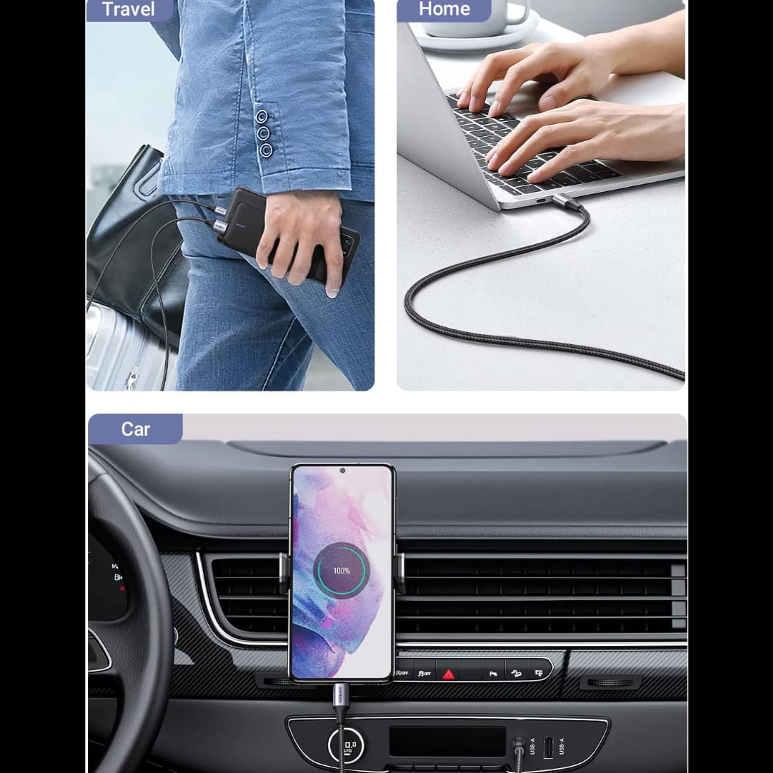 UGREEN USB A to C Quick Charging Cable (Black) | US288 - متجر نصر