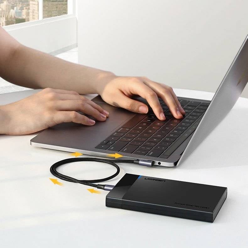 كابل بيانات UGREEN USB-C 2.0 ذكر إلى USB-C 2.0 ذكر بزاوية 90 درجة /US255 - متجر نصر