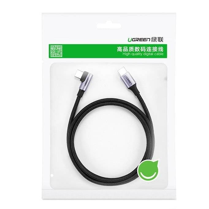 كابل بيانات UGREEN USB-C 2.0 ذكر إلى USB-C 2.0 ذكر بزاوية 90 درجة /US255 - متجر نصر