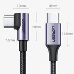 UGREEN Mobile Phone Accessories UGREEN USB-C  2.0 Male To Angled USB-C 2.0 Male 3A Data Cable(90°Angle) /US255