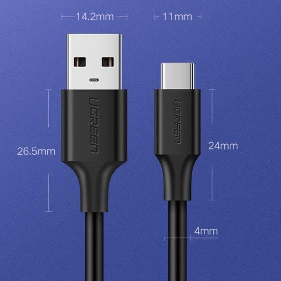 كيبل يو جرين USB-C ذكر إلى USB 2.0 A ذكر (أسود) | US287 - متجر نصر