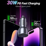 UGREEN Mobile Phone Accessories UGREEN USB-C PD+USB-A QC (30+22.5W) Fast Car Charger Grey |60980