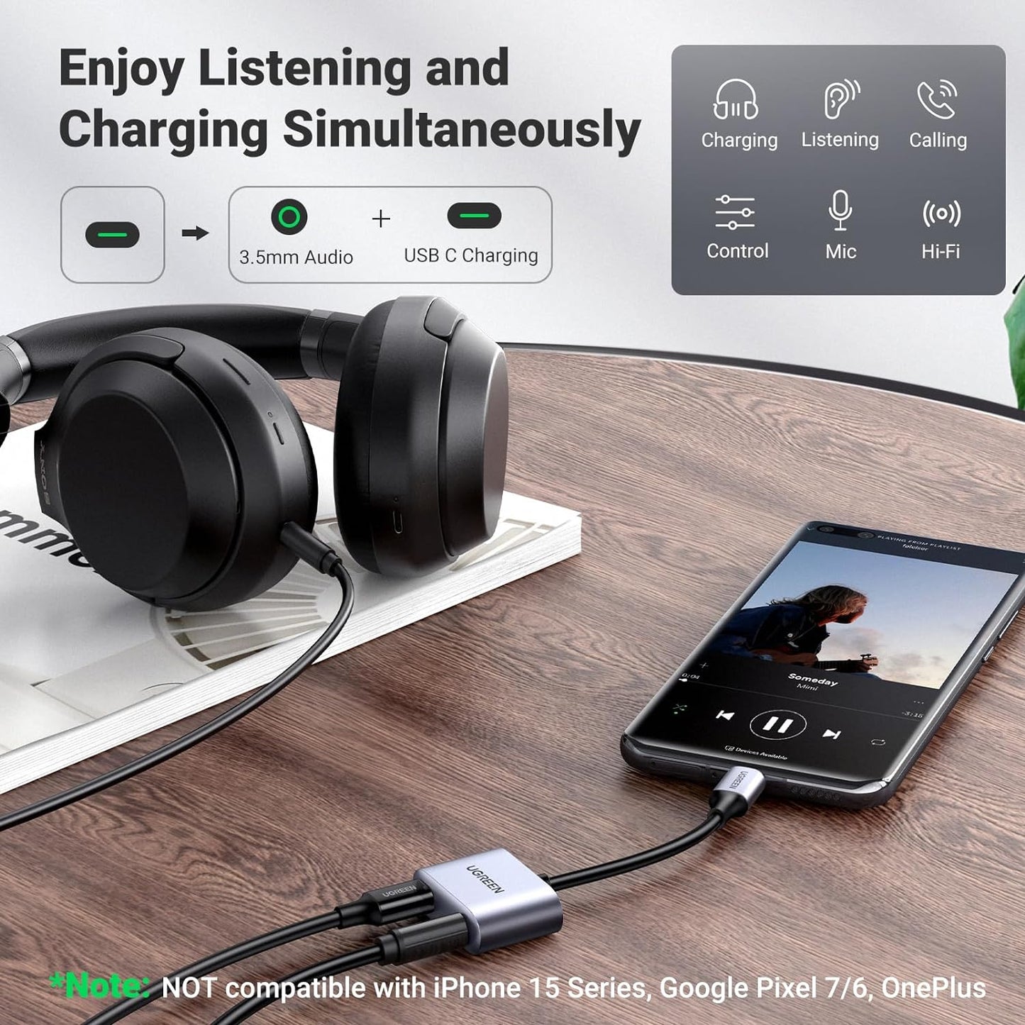 محول سماعة رأس وشاحن USB C إلى 3.5 ملم من يوجرين | 60164 - متجر نصر