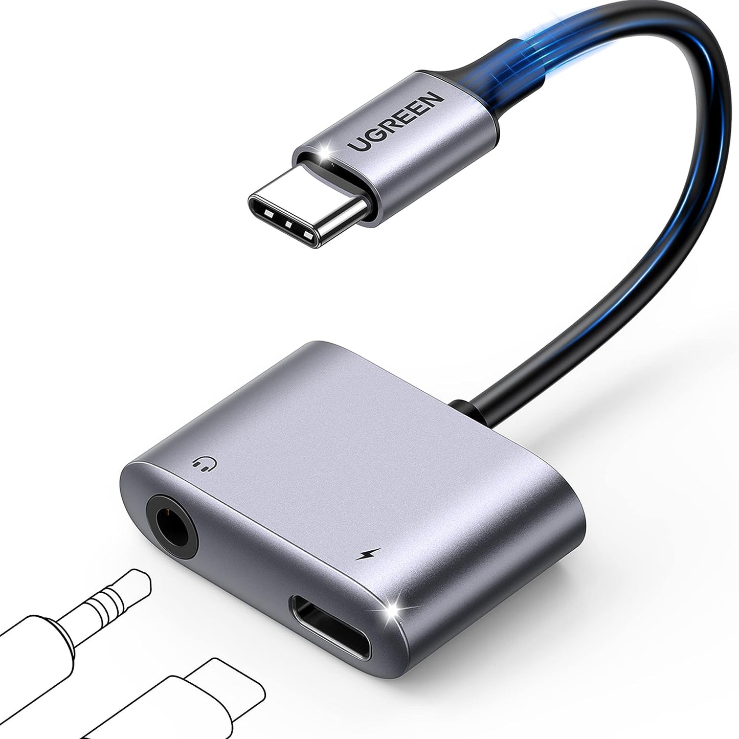 محول سماعة رأس وشاحن USB C إلى 3.5 ملم من يوجرين | 60164 - متجر نصر