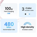 UGREEN Mobile Phone Accessories UGREEN USB-C to USB-C PD Fast Charging Braided Cable 5A Max /Multicolor/ L502