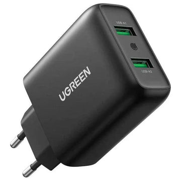 UGREEN Mobile Phone Accessories UGREEN USB Charger 36 W Quick Charge 3.0 2 Port Charger Adapter (Black) | 10216