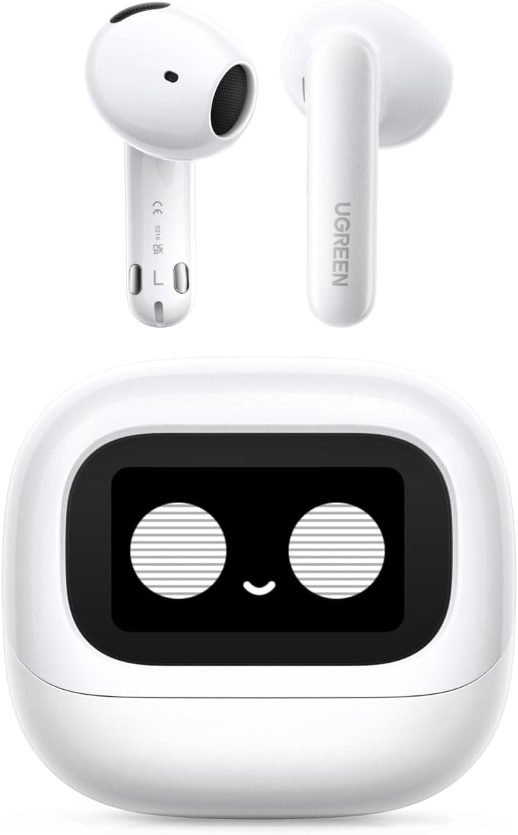 UGREEN-C LightBuds Magic Wireless Earbuds with Smart Touch Screen Case, Adaptive ANC, Hi-Res LDAC, 35H Playtime White | WS216 - Acc - متجر نصر