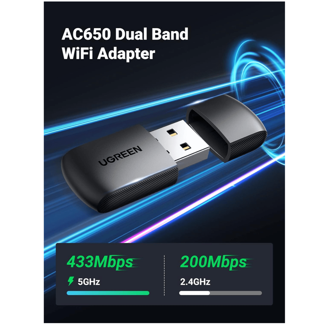 UGREEN AC650 11ac Dual-Band Wireless USB Adapter / 20204 - متجر نصر
