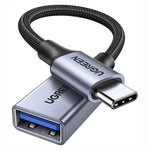 UGREEN USB-C to USB-A OTG Adapter Cable, Nylon Braided Aluminum Gray | US378