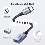 UGREEN USB-C to USB-A OTG Adapter Cable, Nylon Braided Aluminum Gray | US378