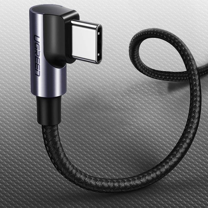 كابل بيانات UGREEN USB-C 2.0 ذكر إلى USB-C 2.0 ذكر بزاوية 90 درجة /US255 - متجر نصر