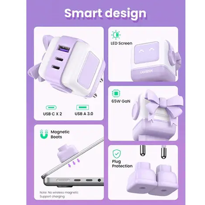 UGREEN Uno Charger 65W RobotGaN 3 Port Fast Charger Robot (EU)/ CD361-35291 متجر نصر