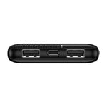 WiWU Essen 10000mAh Slim Power Bank, 2x USB-A Output, USB-C Input, 5V 2A, LED Indicator Black | Wi-P078