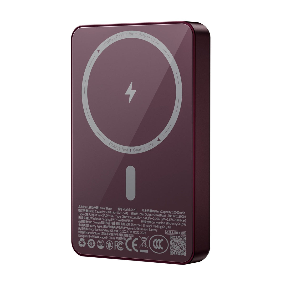 WiWU® Mag Kada 10000mAh Magnetic Wireless Power Bank, 15W MagSafe-Compatible, 20W USB-C Fast Charging, Slim Metal Body | SA23 - متجر نصر