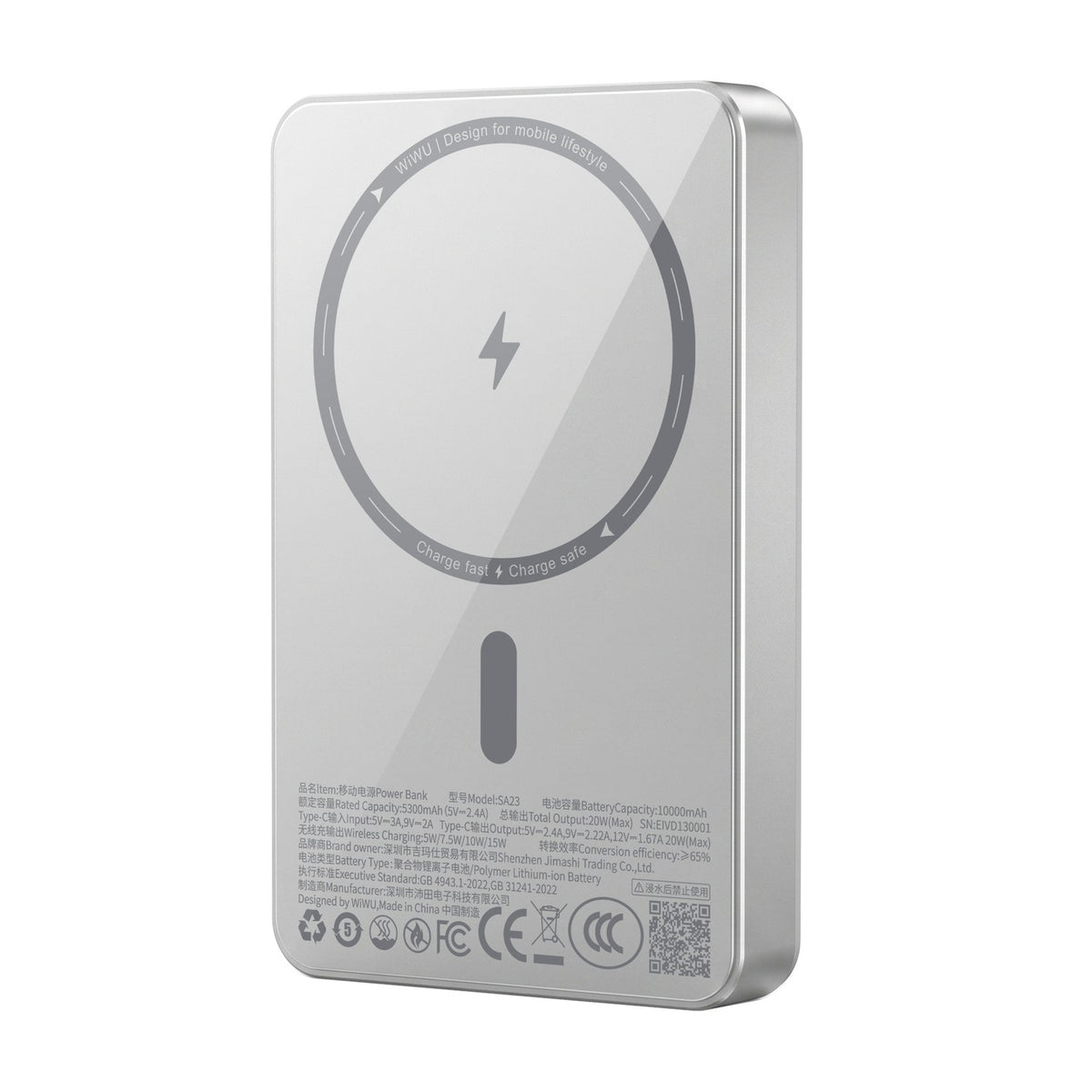 WiWU® Mag Kada 10000mAh Magnetic Wireless Power Bank, 15W MagSafe-Compatible, 20W USB-C Fast Charging, Slim Metal Body | SA23 - متجر نصر