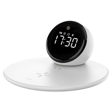 WIWU Wi-W017 15W Wireless Charger With Digital Alarm Clock And Bluetooth Speaker - White متجر نصر