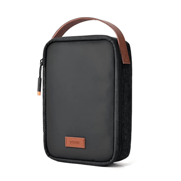 WiWU Accessories Wiwu Minimal Tech Pouch, Compact Polyester & Genuine Leather Organizer Bag