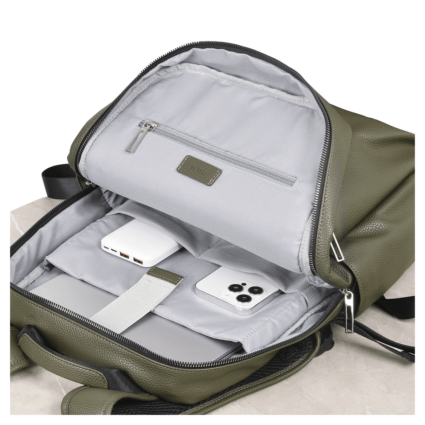 WIWU Osun Backpack PU leather with front pocket& Laptop | Multicolor - متجر نصر