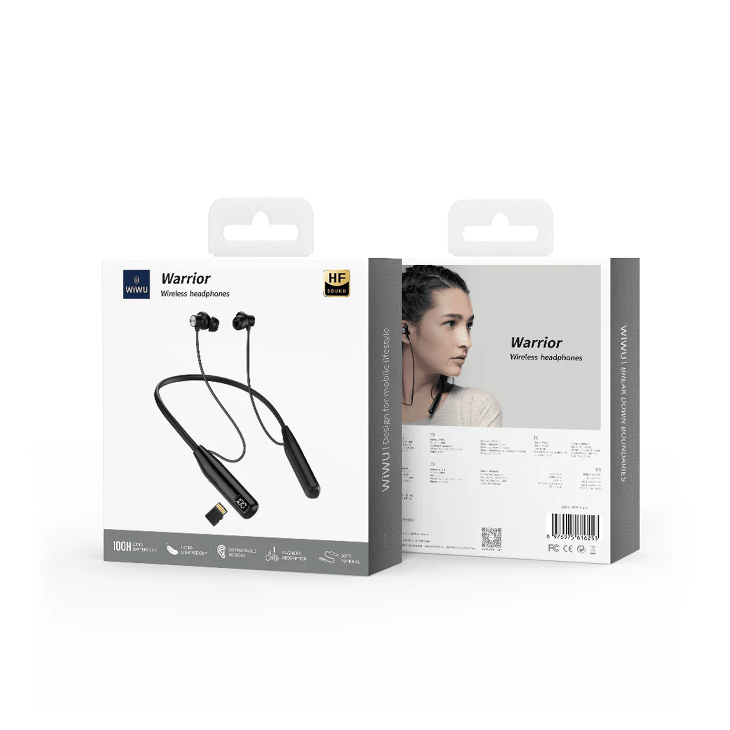 WIWU GB06 Warrior Wireless headphones 100h Battery & Crisp Sound - Black - متجر نصر