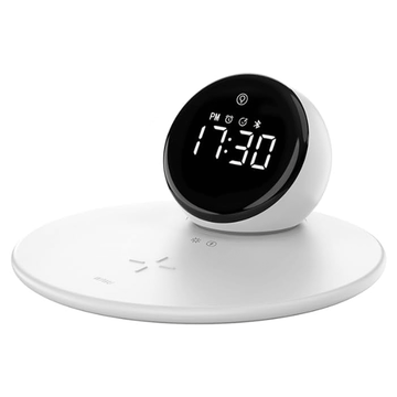 WiWU Mobile Phone Accessories WIWU Wi-W017 15W Wireless Charger With Digital Alarm Clock And Bluetooth Speaker - White
