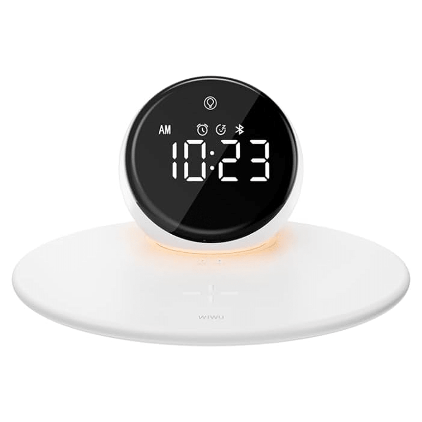 WIWU Wi-W017 15W Wireless Charger With Digital Alarm Clock And Bluetooth Speaker - White - متجر نصر